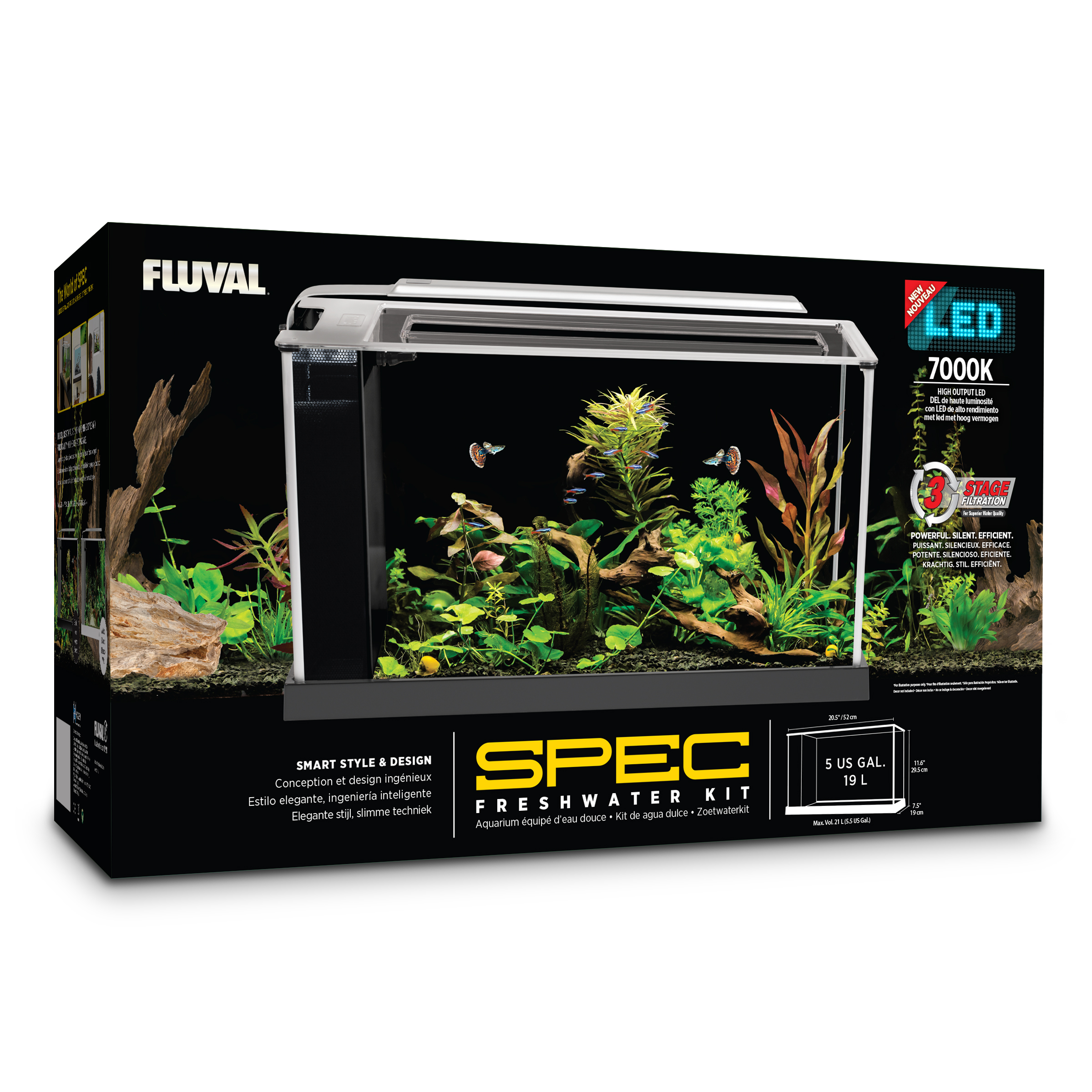 Aquarium équipé 5GAL SPEC Fluval Noir 19L