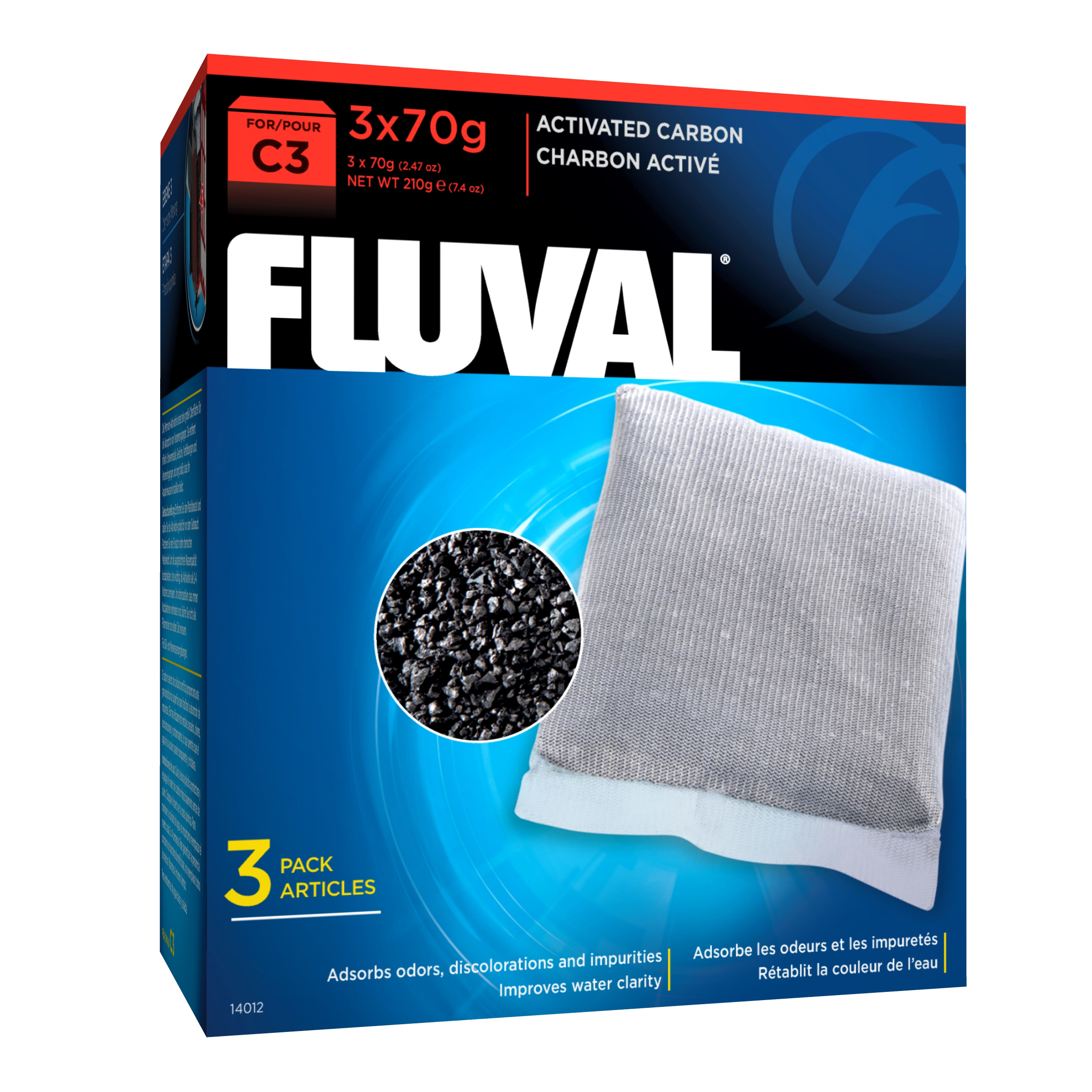 Charbon activé pour filtre à moteur Fluval C3