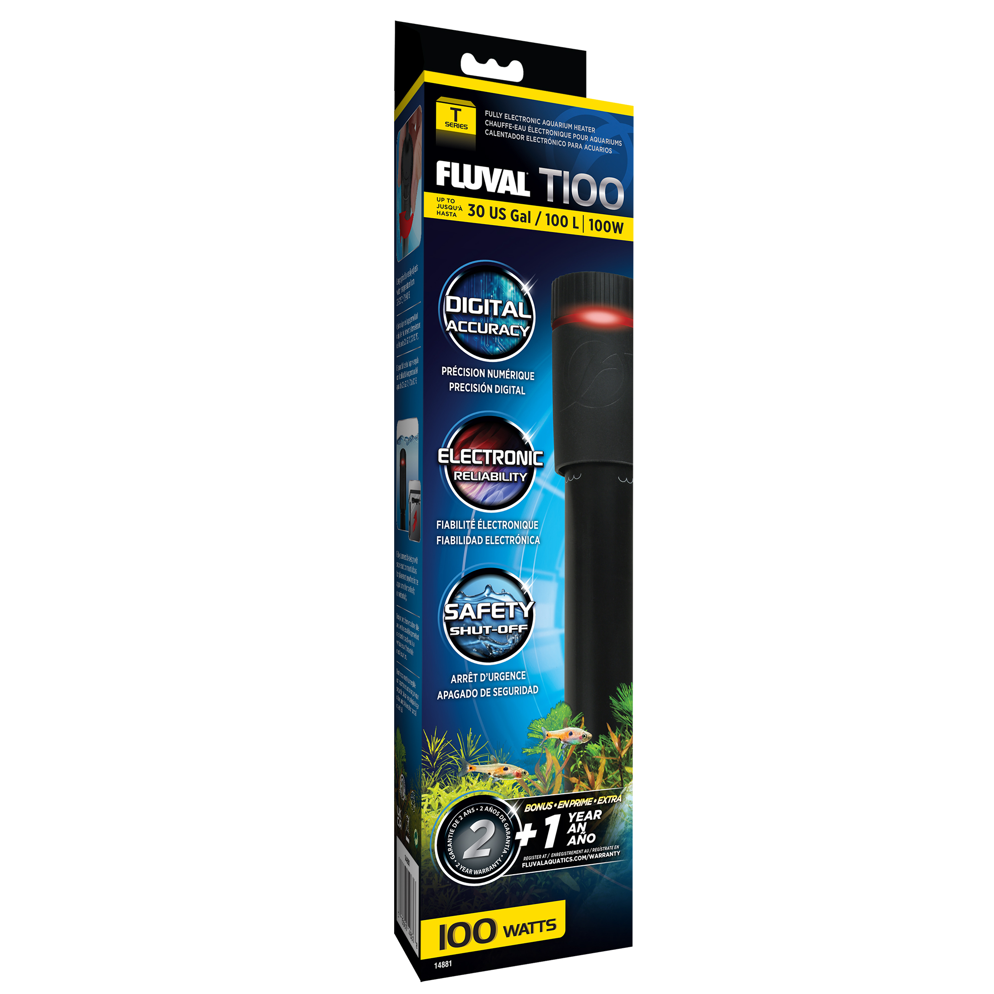 Chauffe-eau sub. Fluval T100 - 100w