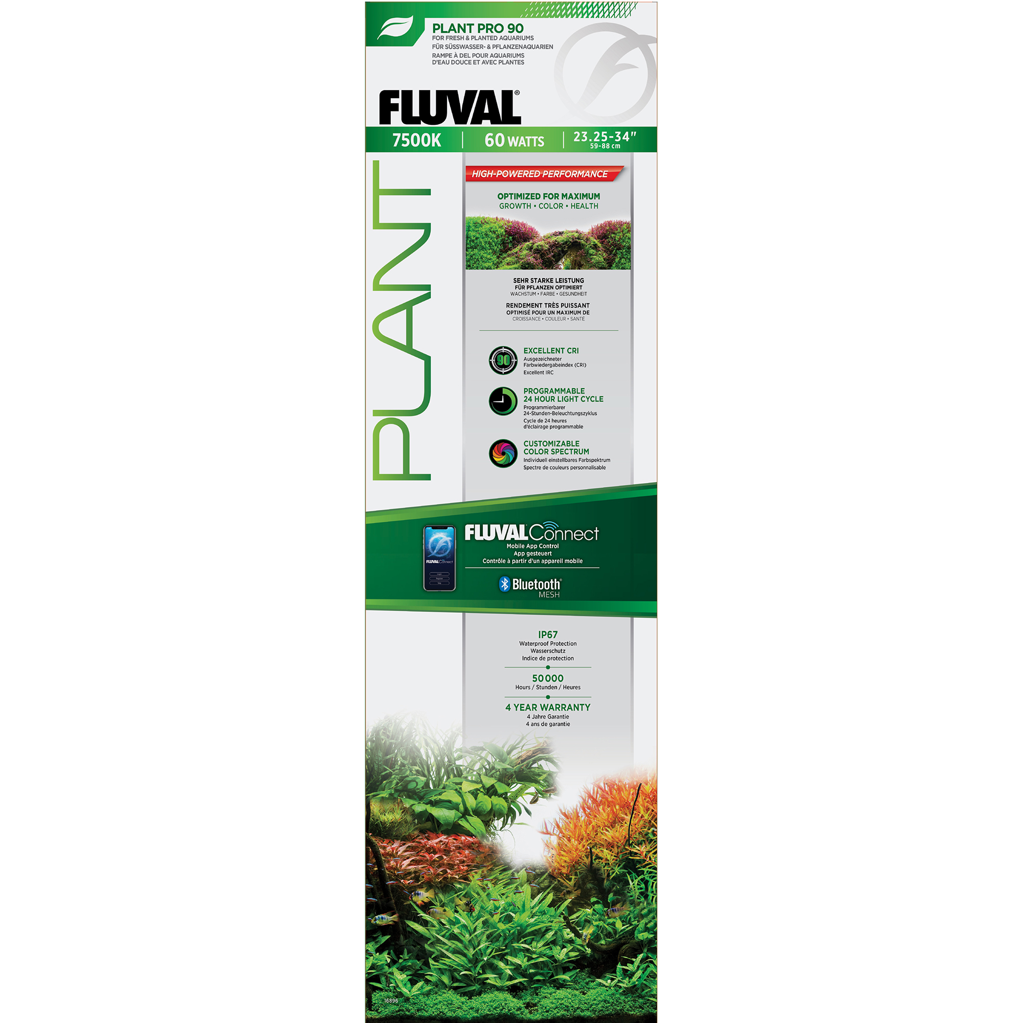 Rampe éclairage à DEL Plant Pro 90 Fluval 60W 23.25-34 BT