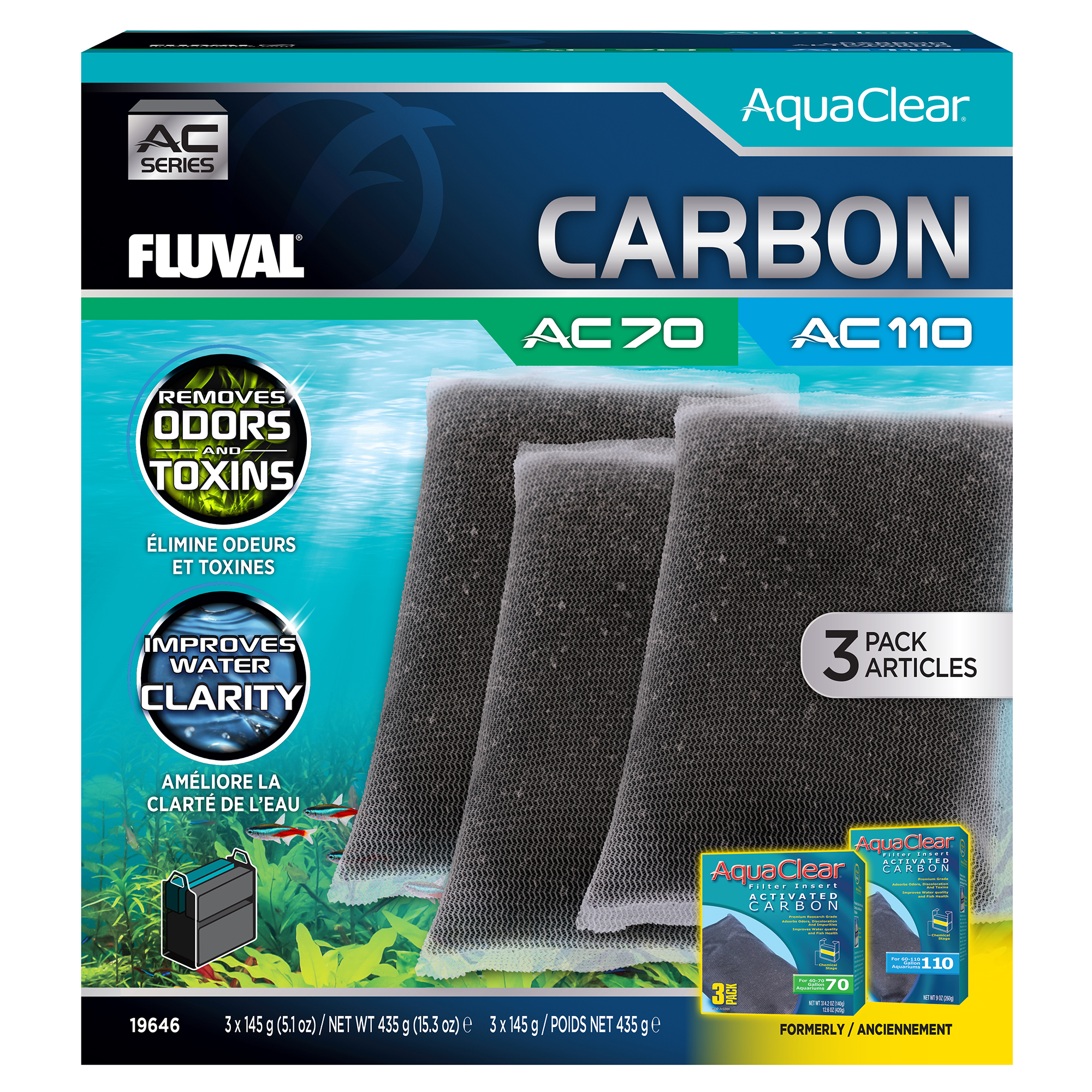 Charbon pour filtre à moteur AC70/AC110 AquaClear