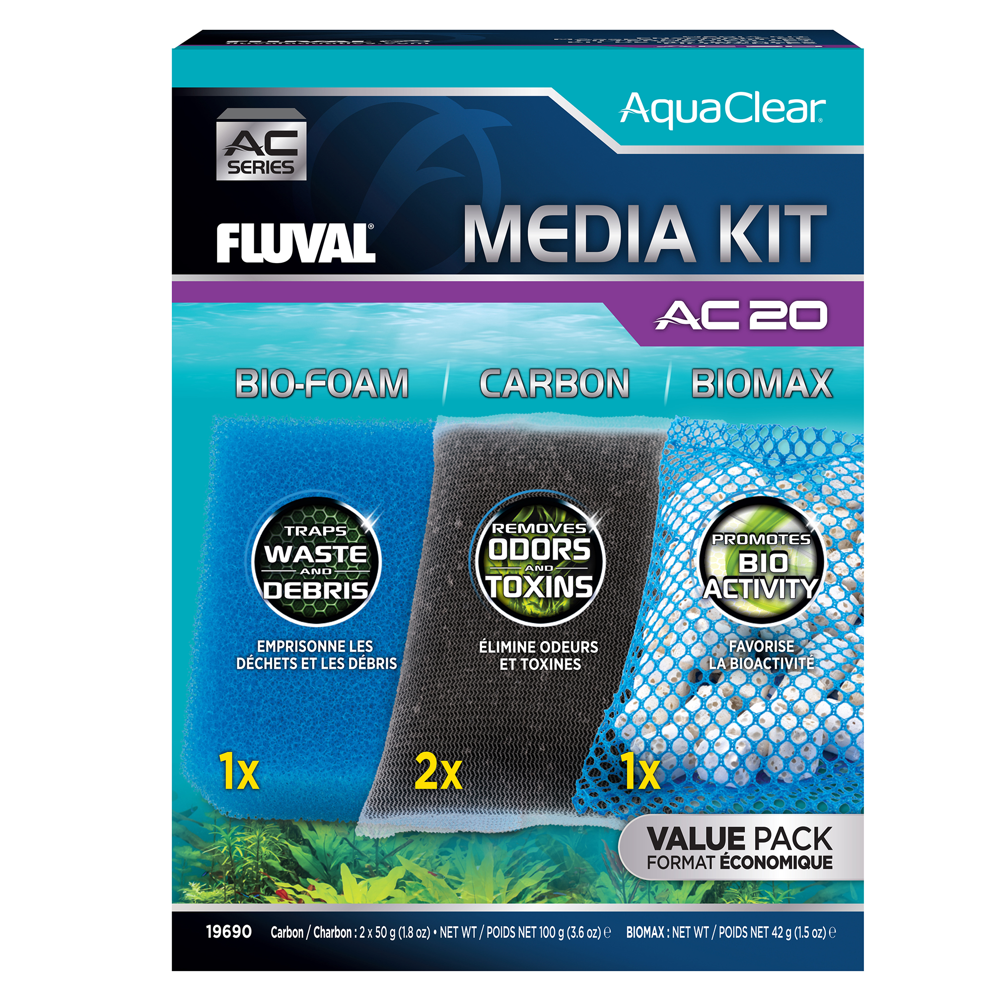 Ensemble de masses filtrantes pour filtre à moteur AC20 AquaClear