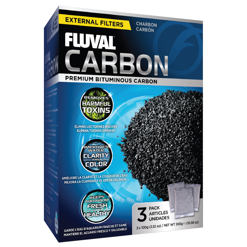 Charbon Fluval de premier choix - 3 sachets de nylon de 100g