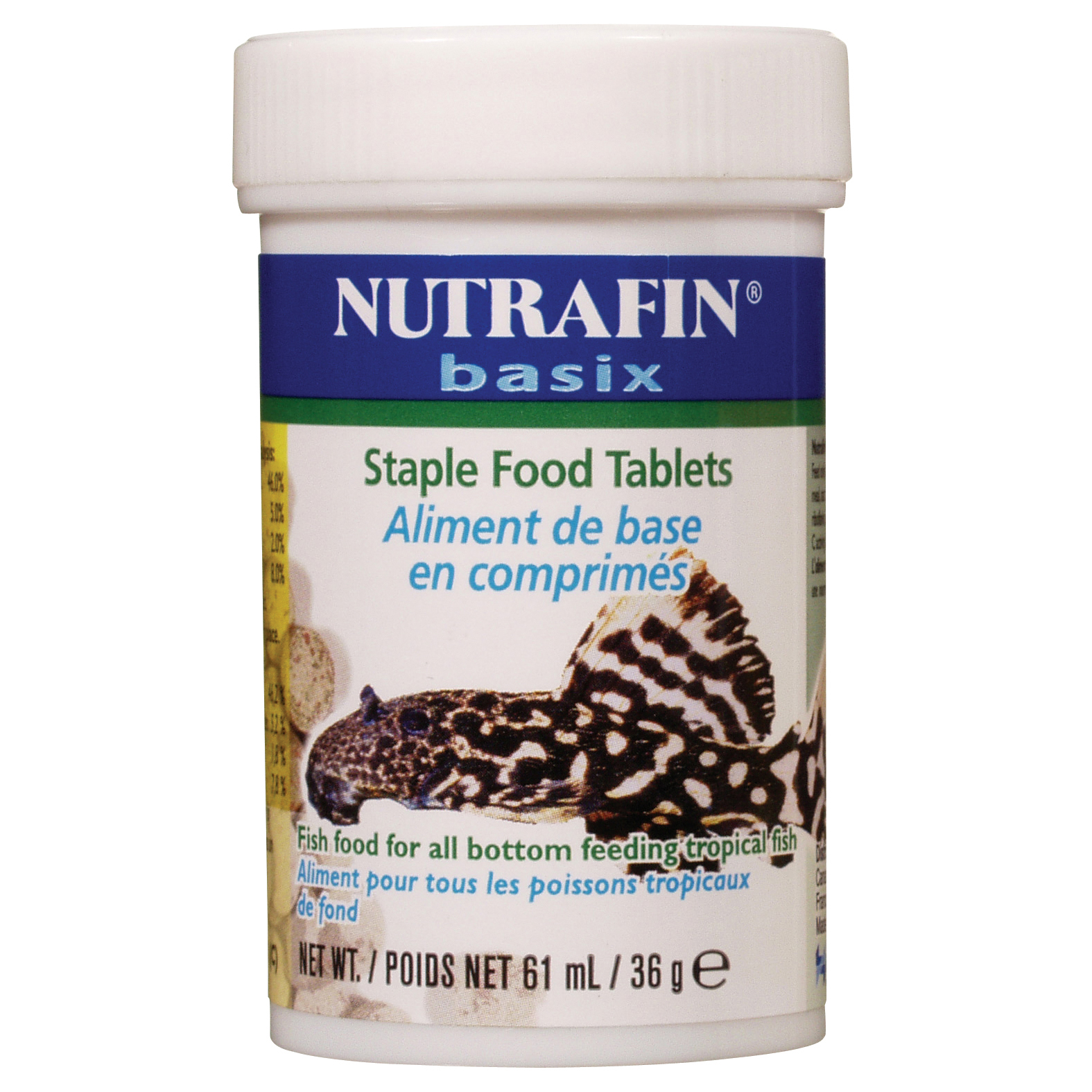Aliment de base Nutrafin basix en comprimés pour poissons tropicaux de fond