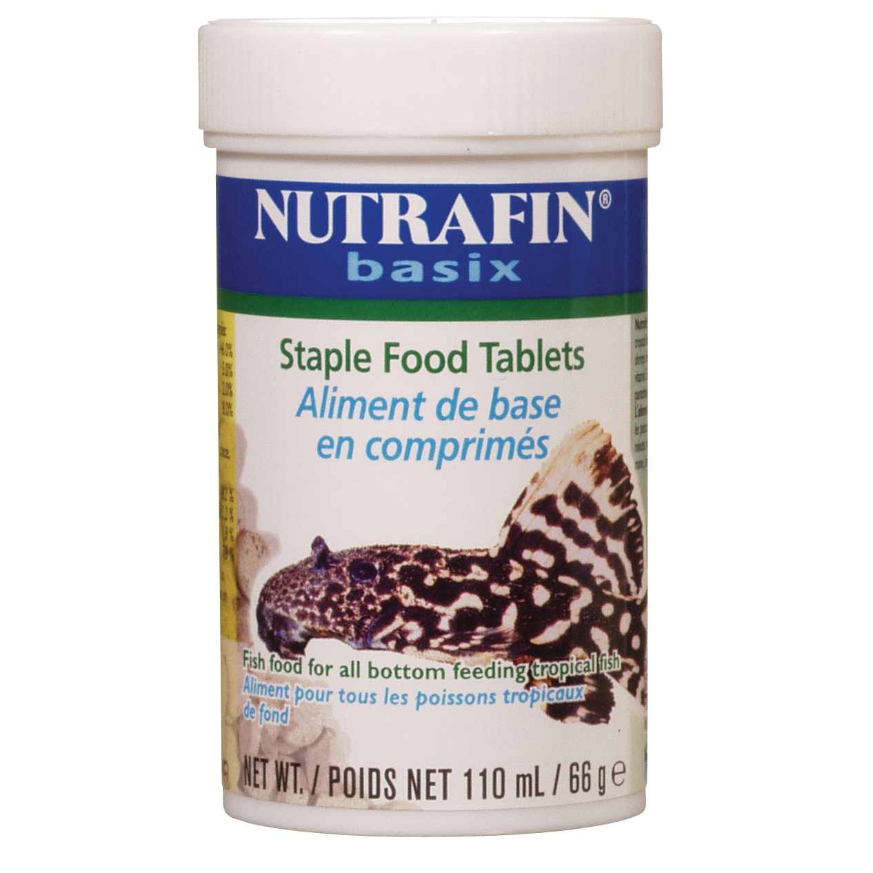 Aliment de base Nutrafin basix en comprimés pour poissons tropicaux de fond