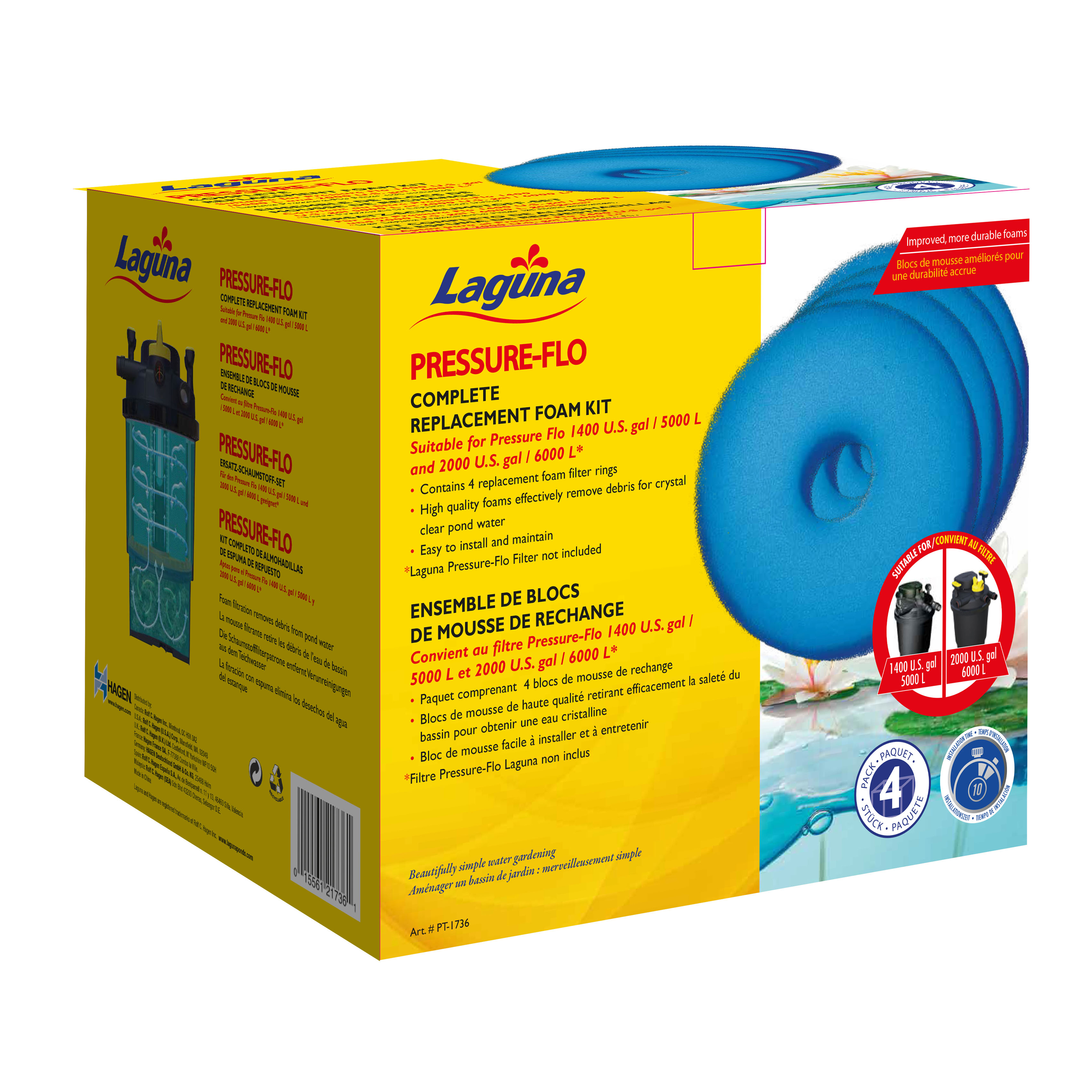 Blocs de mousse de rechange pour Pressure-Flo Laguna PT1716/PT1726 19cm