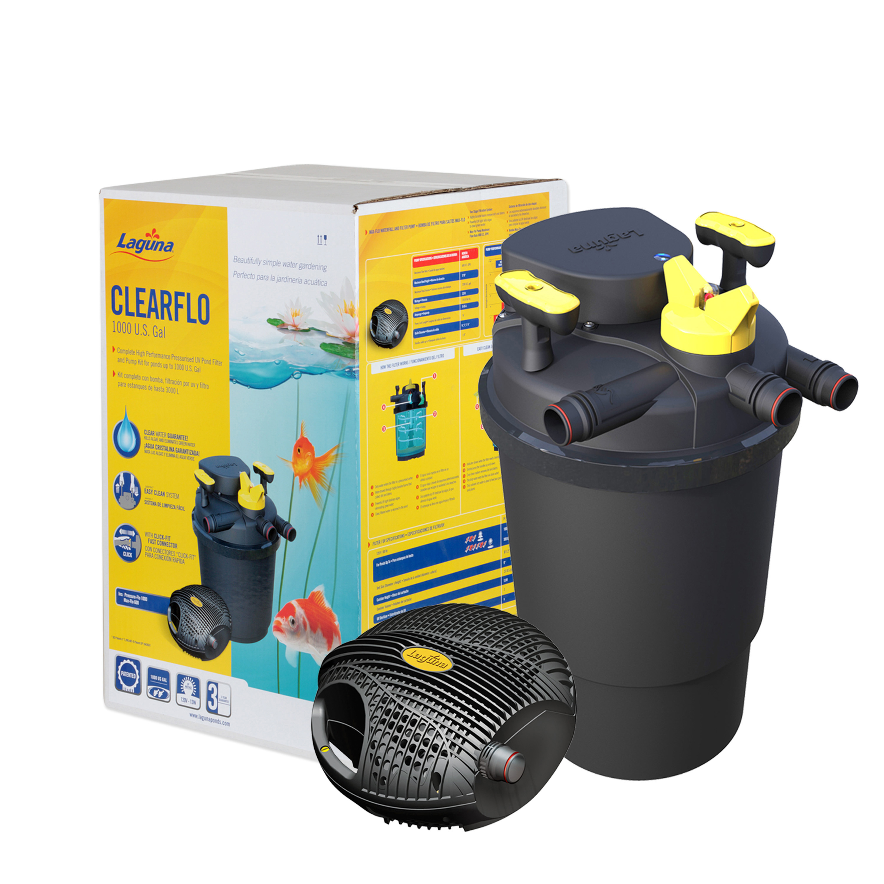 Système complet ClearFlo 1000 Laguna avec pompe (3,000L)