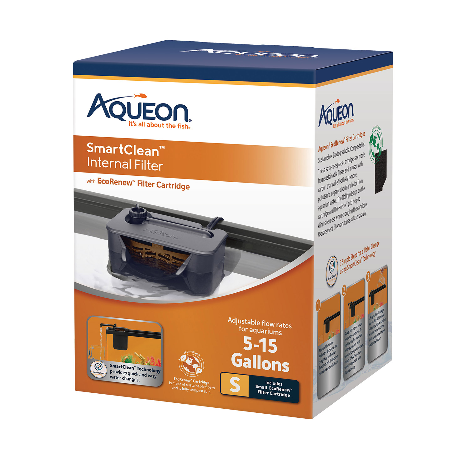 Aqueon QuietFlow SmartClean Internal Power Filter 15GAL