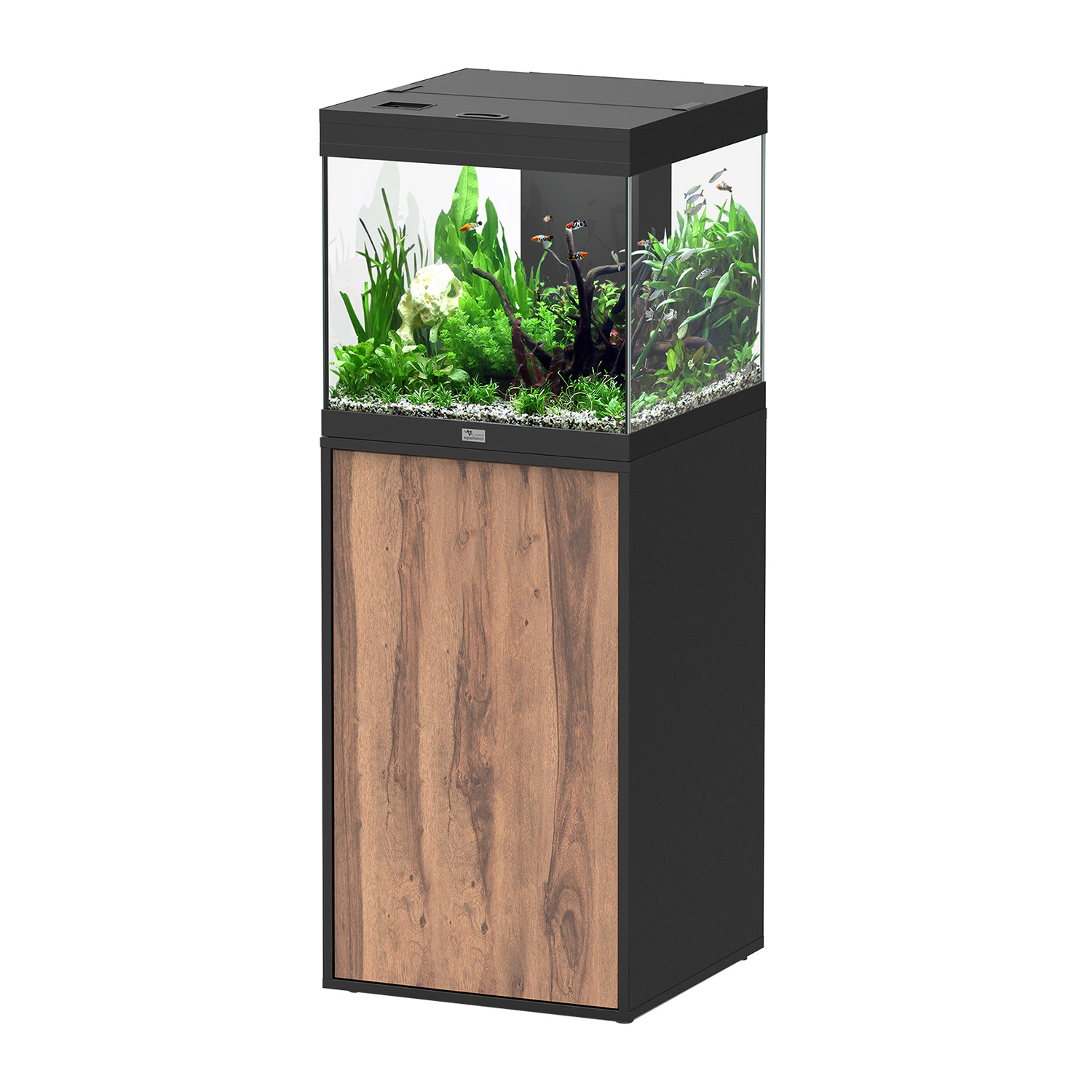 Aquatlantis Tower 120 Aquarium & Stand 20x20x52h - Black/Dark Oak
