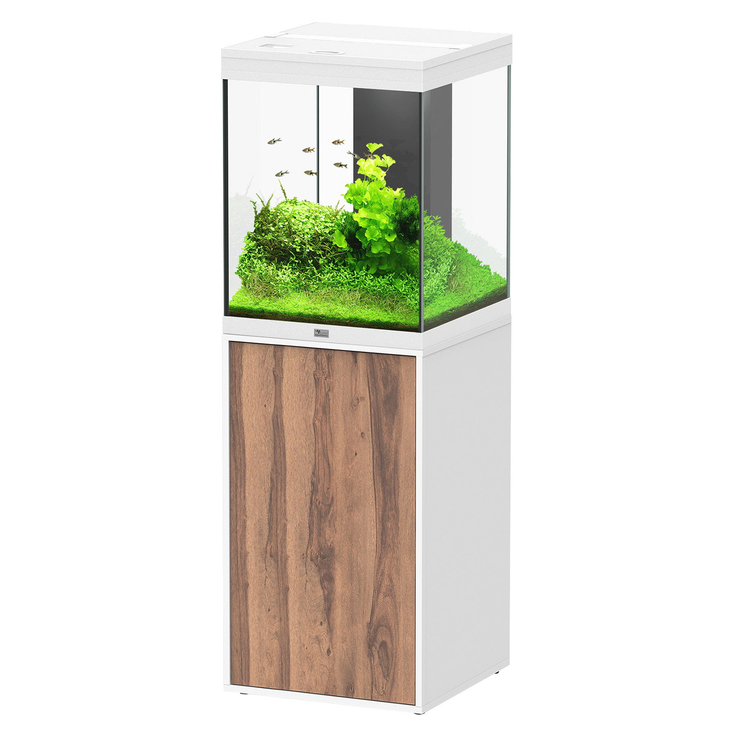 Aquatlantis Tower 163 Aquarium & Stand 20x20x60h White/Dark Oak
