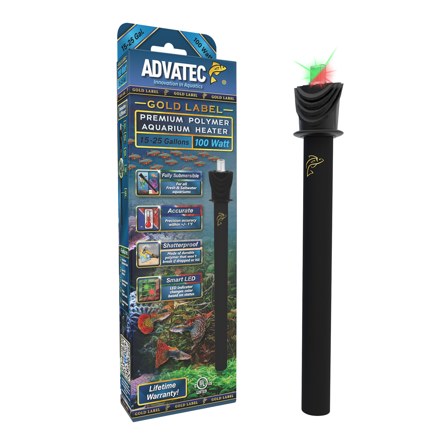 Advatec Gold Label Polymer Aquarium Heater 100W